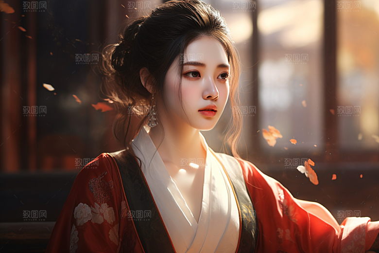 新中式美女高清艺术插画