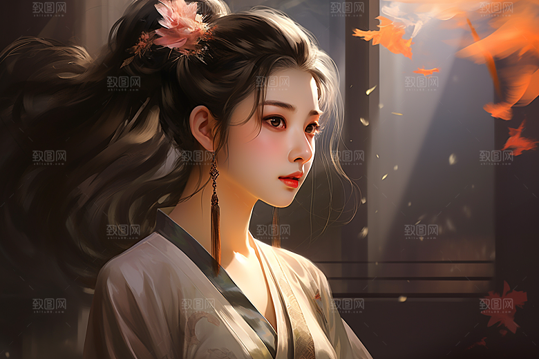 新中式美女文艺中国风插画