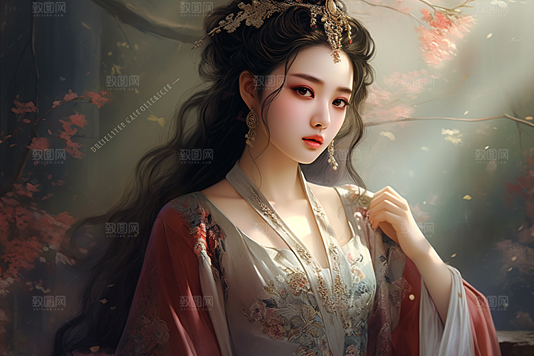 新中式美女中国风中国风插画