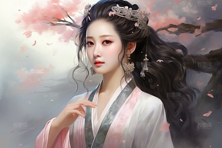新中式美女文艺温婉插画
