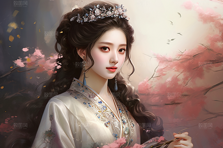 新中式美女中国风手绘插画