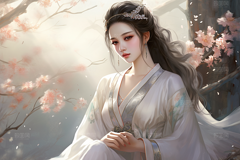 新中式美女唯美中国风插画