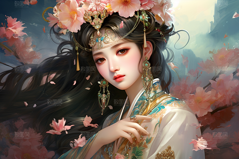 新中式美女唯美艺术插画