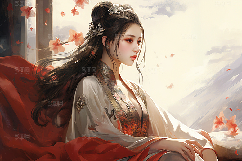 新中式美女高清唯美插画