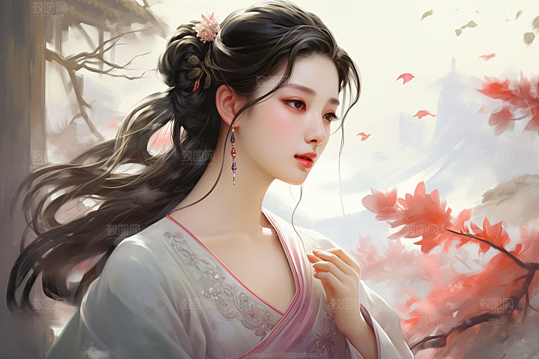 新中式美女中国风中国风插画