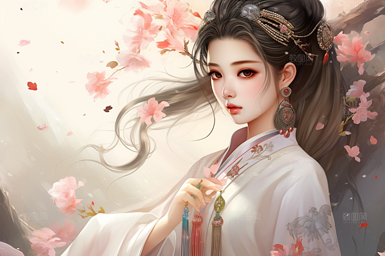 新中式美女唯美艺术插画
