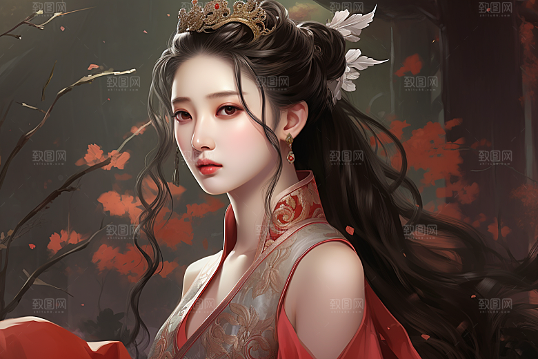 新中式美女文艺中国风插画