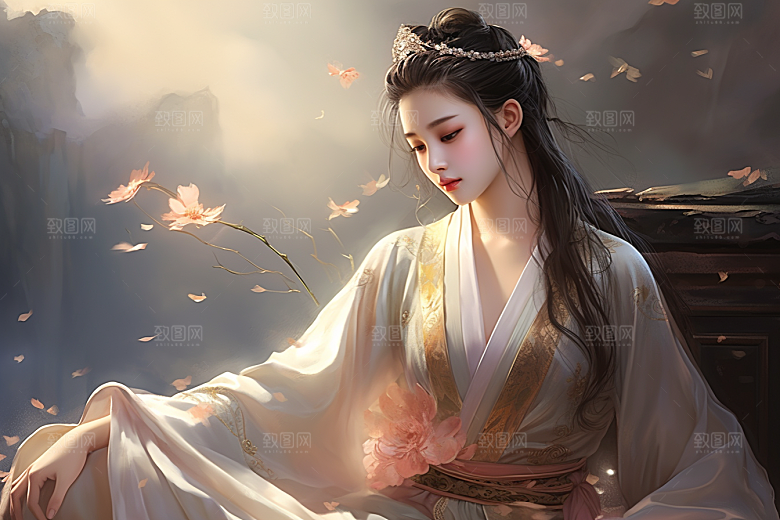 新中式美女文艺中国风插画