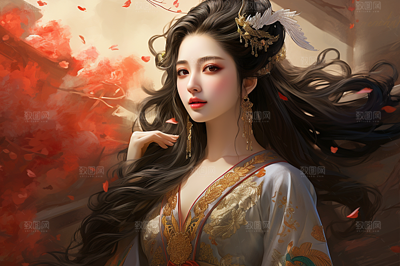 新中式美女艺术中国风插画
