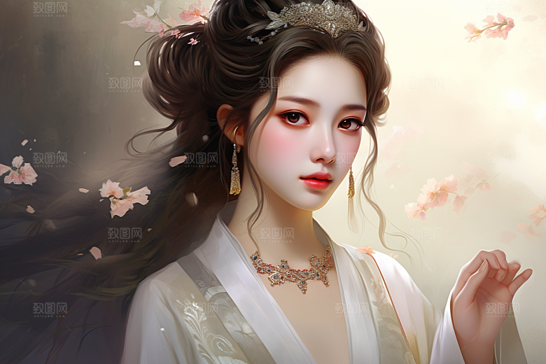 新中式美女中国风中国风插画