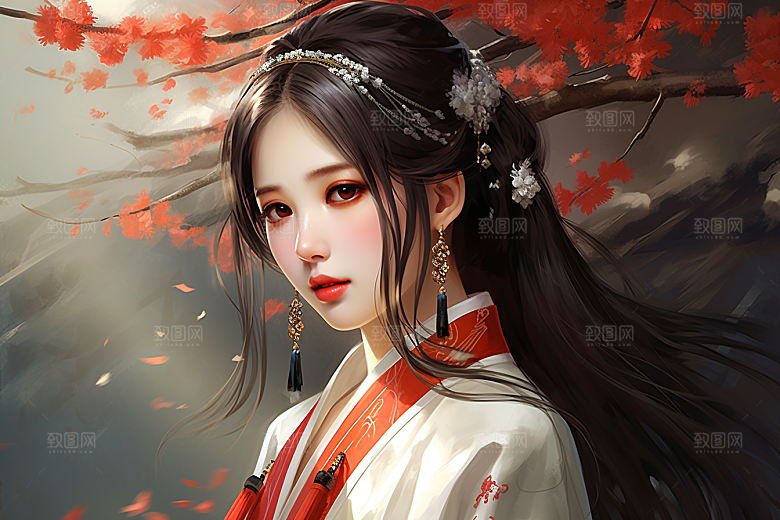 新中式美女温婉中国风插画
