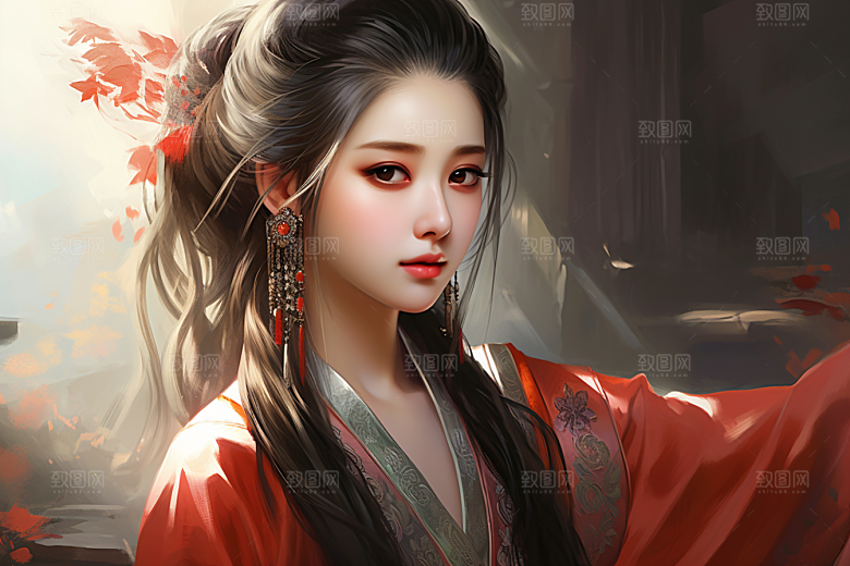新中式美女文艺温婉插画