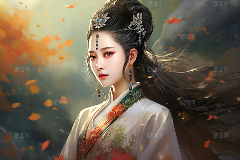 新中式美女温婉艺术插画
