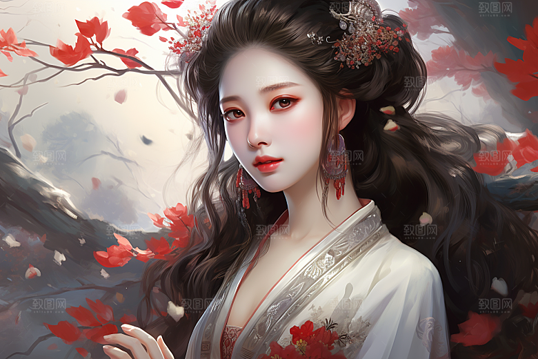 新中式美女温婉中国风插画