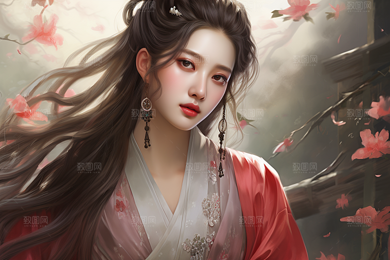 新中式美女中国风温婉插画