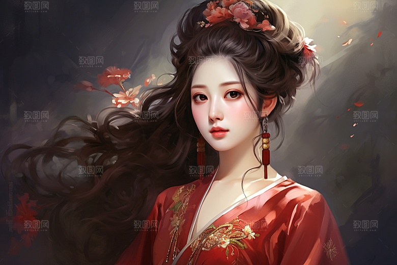 新中式美女温婉唯美插画