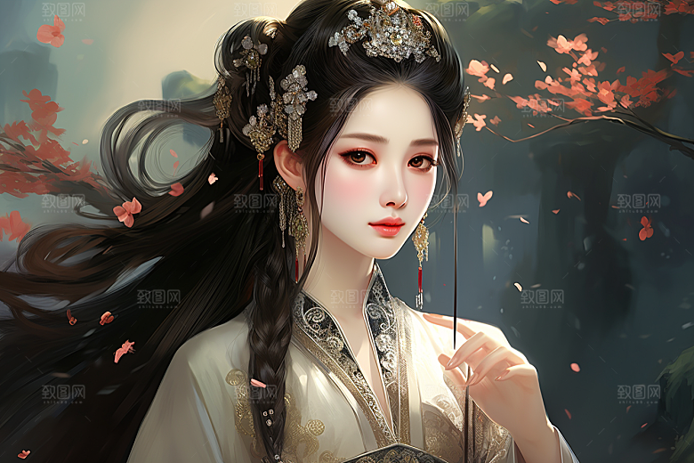 新中式美女高清温婉插画