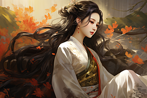 新中式美女温婉唯美插画