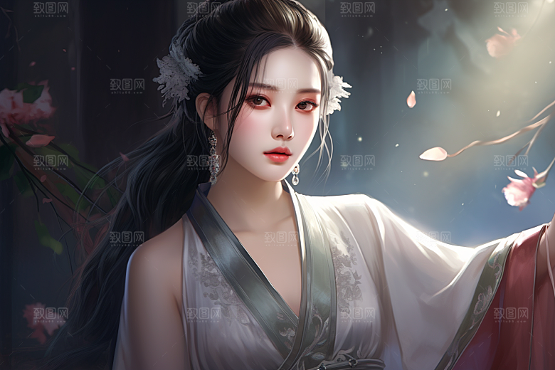 新中式美女中国风唯美插画