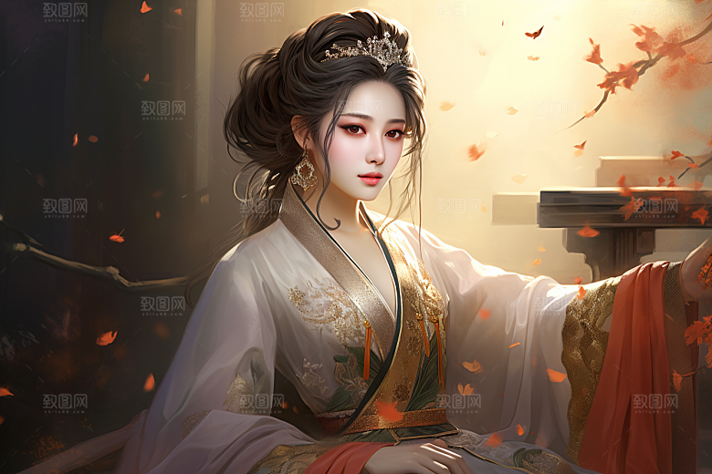 新中式美女中国风手绘插画