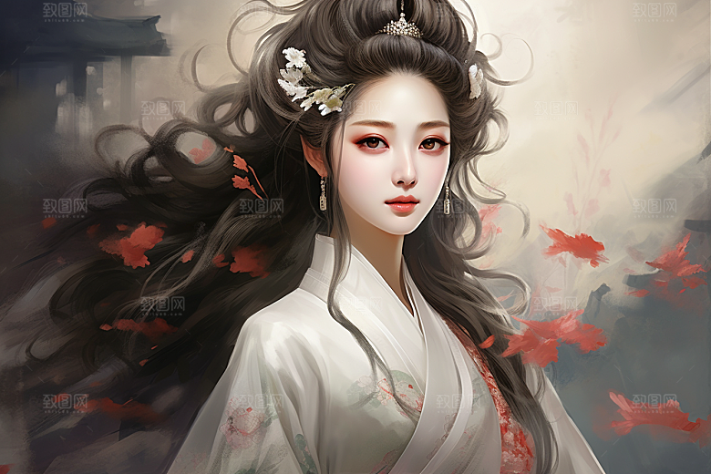 新中式美女文艺温婉插画