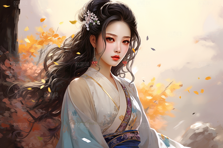 新中式美女文艺中国风插画
