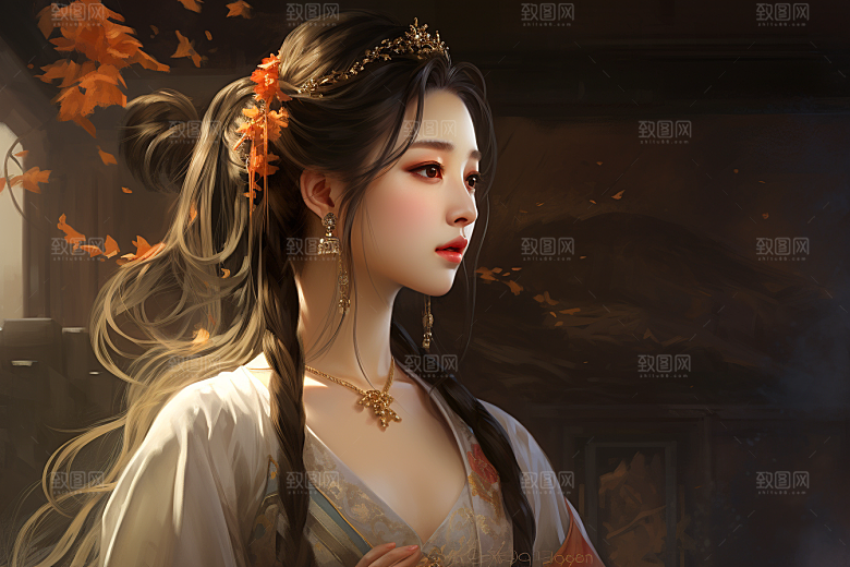 新中式美女文艺中国风插画