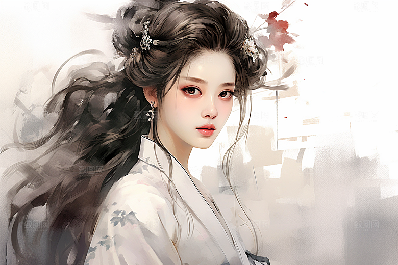 新中式美女中国风唯美插画
