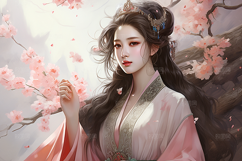 新中式美女唯美艺术插画
