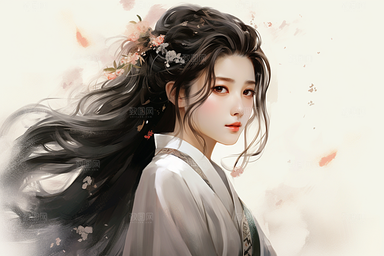 新中式美女文艺温婉插画