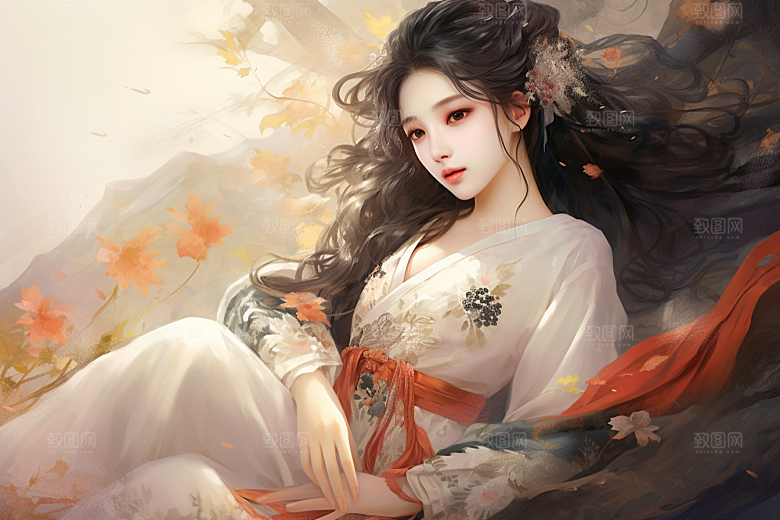 新中式美女唯美温婉插画