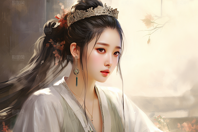 新中式美女中国风中国风插画