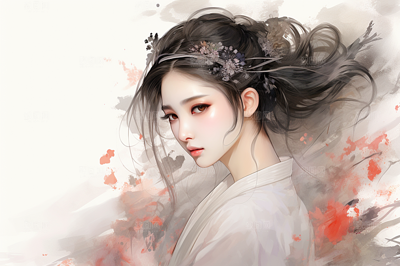 新中式美女唯美中国风插画