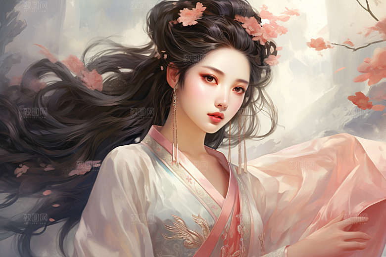 新中式美女中国风温婉插画