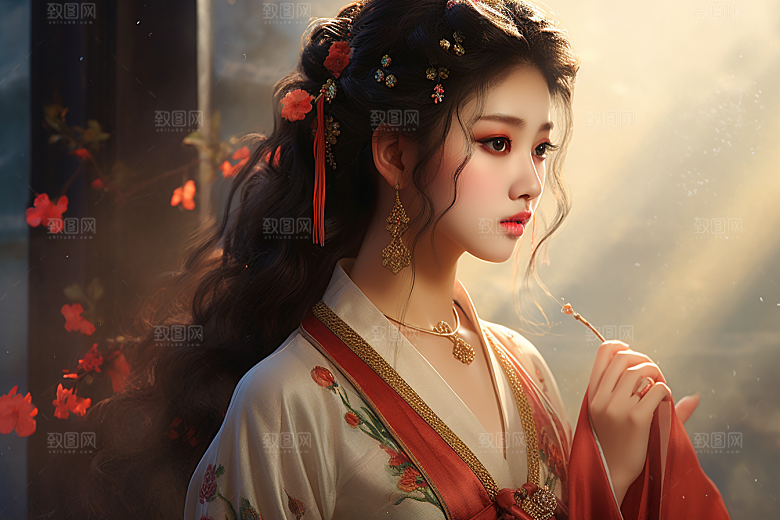 新中式美女中国风中国风插画