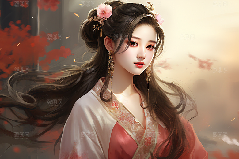 新中式美女温婉中国风插画