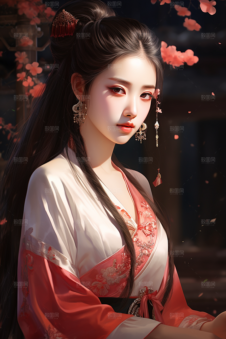 新中式美女温婉文艺插画