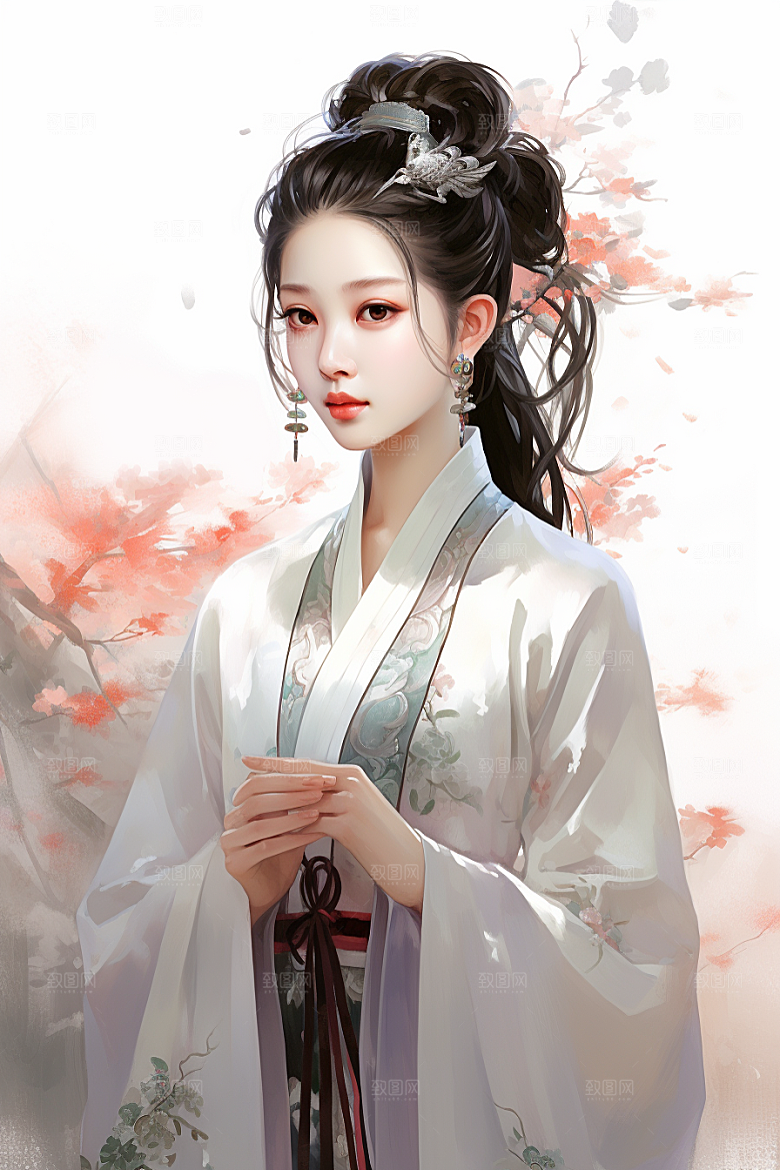 新中式美女文艺中国风插画