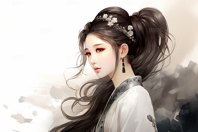 新中式美女高清中国风插画