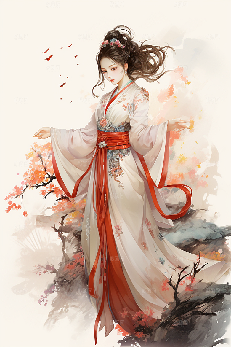新中式美女唯美中国风插画