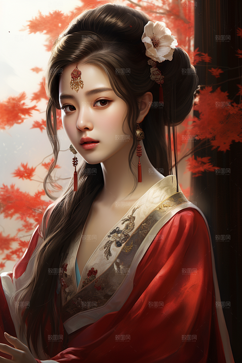 新中式美女唯美中国风插画
