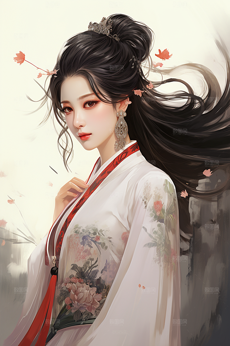 新中式美女中国风唯美插画