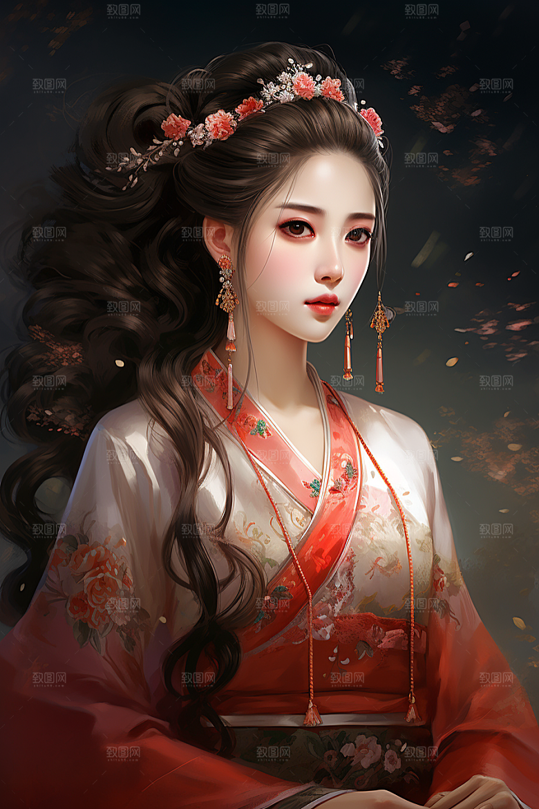 新中式美女中国风温婉插画