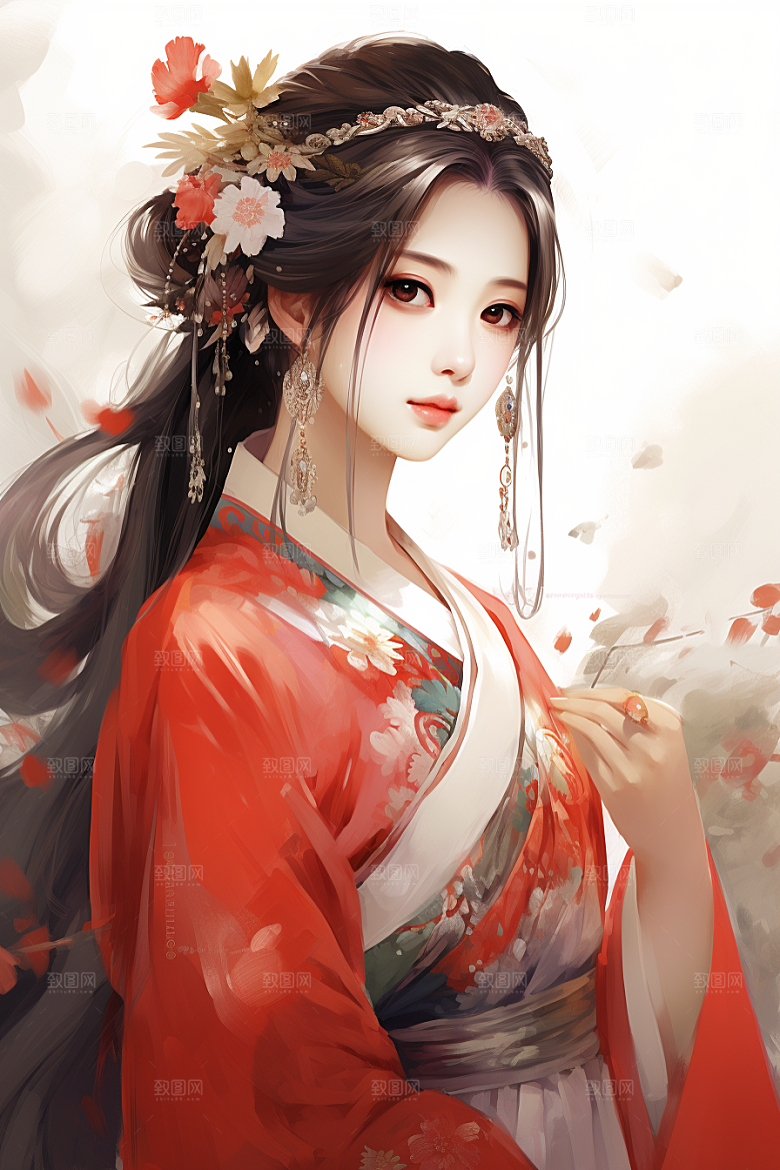 新中式美女艺术温婉插画