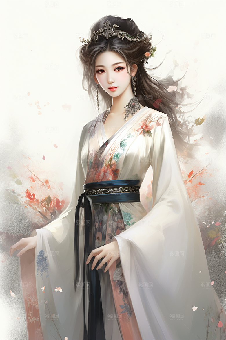 新中式美女高清中国风插画