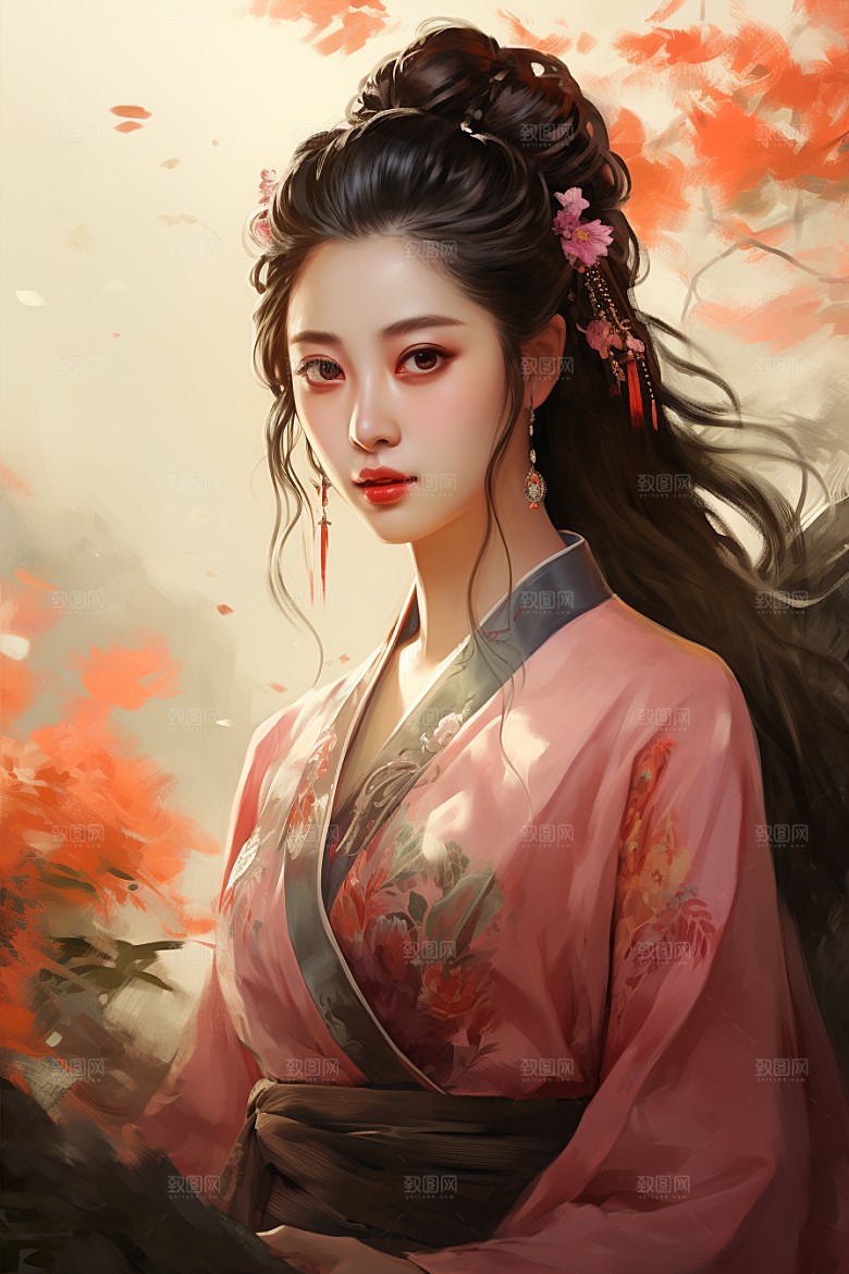 新中式美女高清温婉插画