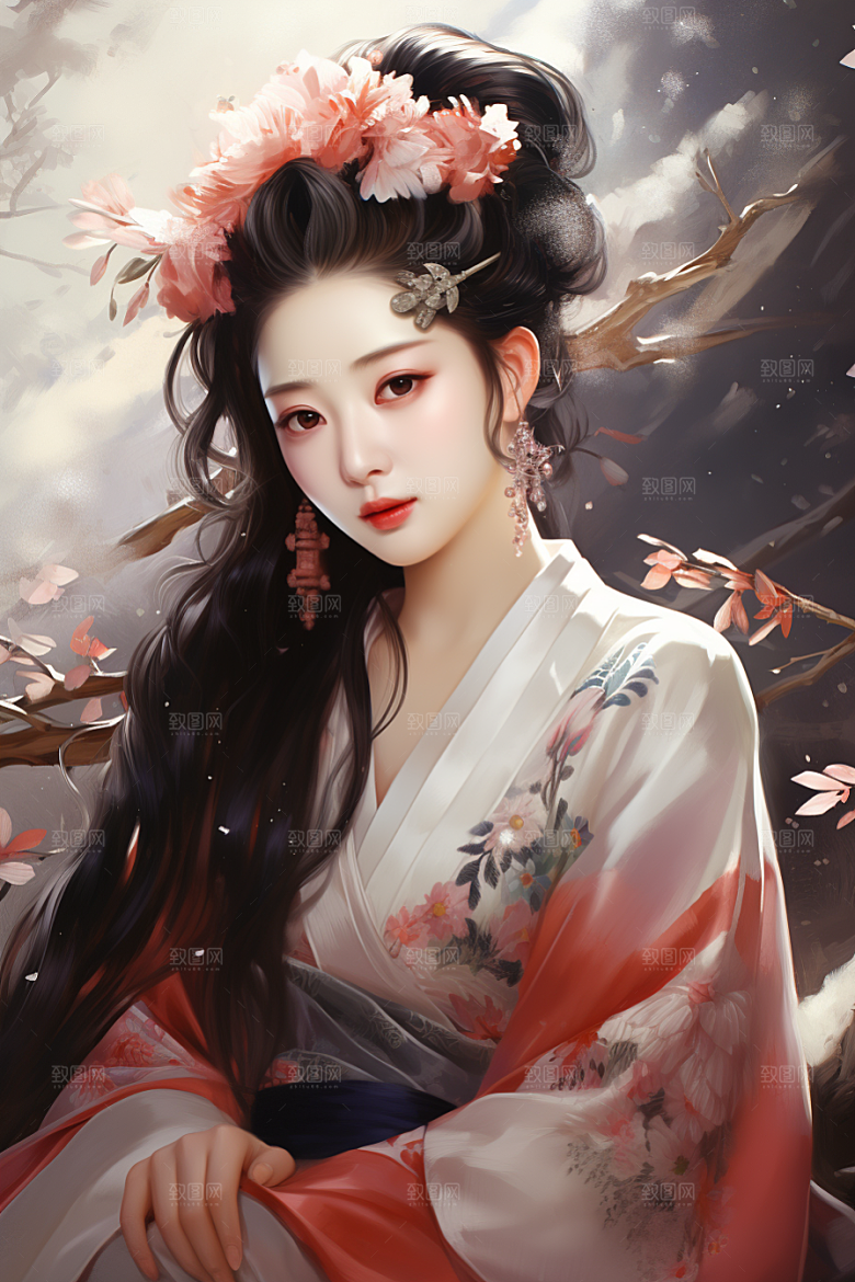 新中式美女中国风中国风插画