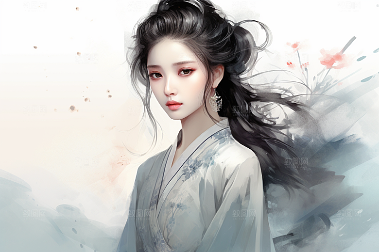 新中式美女艺术中国风插画