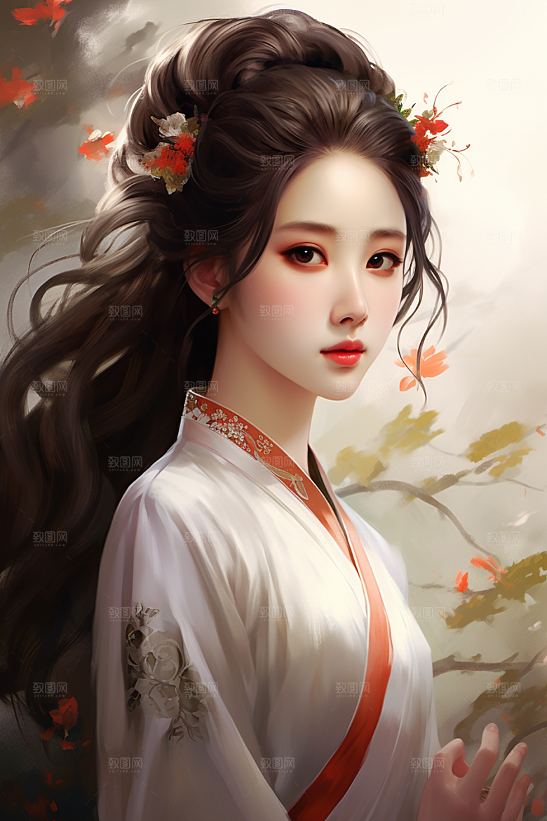 新中式美女中国风中国风插画