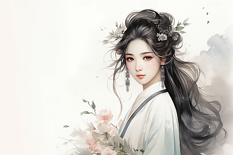 新中式美女唯美温婉插画